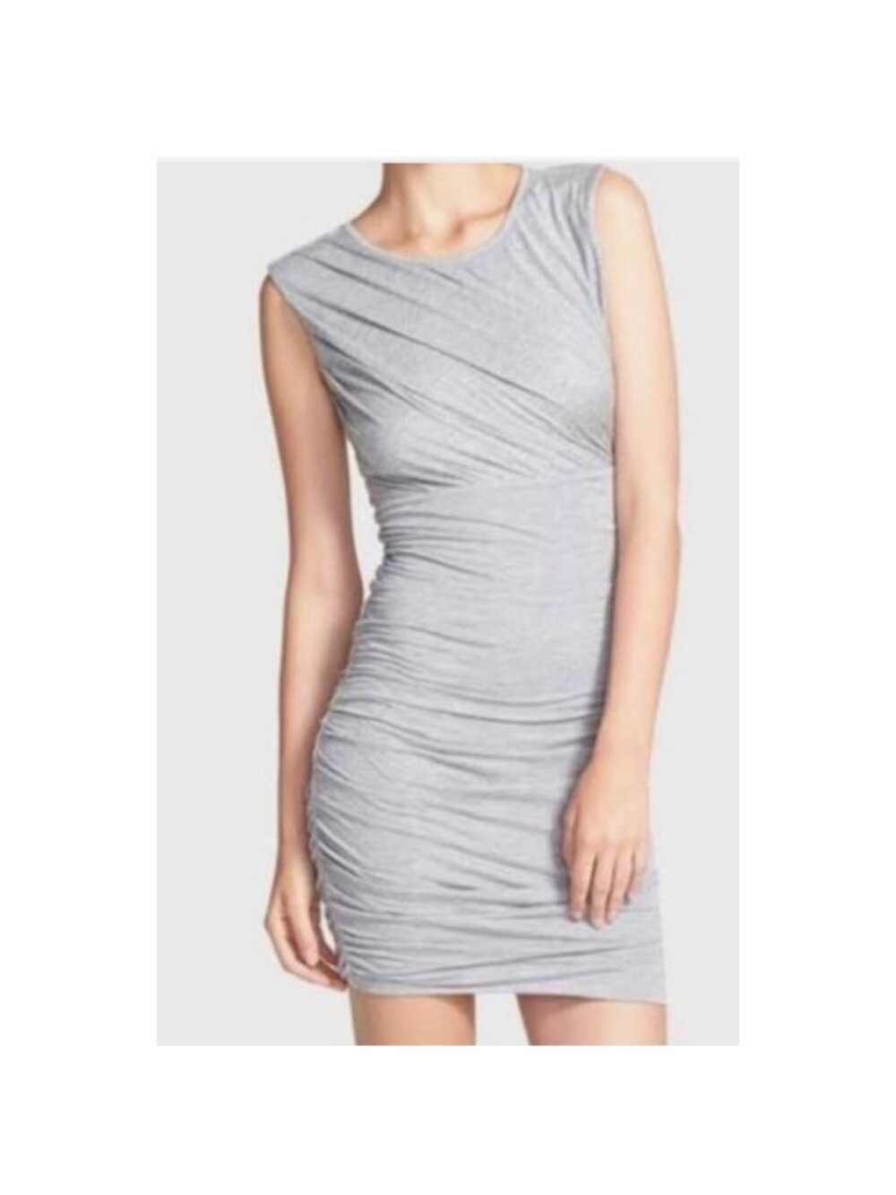 Dianeโ Von Furstenberg Angelina Ruched Jersey Dress Womens M Gray Silk Blend